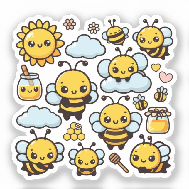 Pegatina Cute bees  (Anverso)