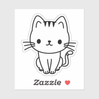 Pegatina Cute Black and White Kawaii Cat Custom Die Cut