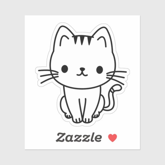 Pegatina Cute Black and White Kawaii Cat Custom Die Cut (Hoja)