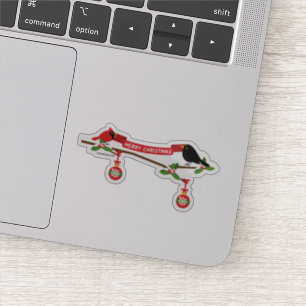 Pegatina Cute Blackbird Y Cardenal En Sucursal - MERRY XMAS