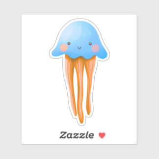 Pegatina Cute Blue and Orange Jellyfish