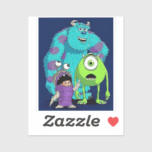 Pegatina Cute Blue Monster Illustration Kids Party Paper Cu (Hoja)