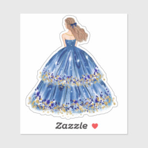 Pegatina Cute Blue Princess Vress Personalizado-Cut Vinyl P