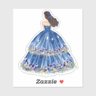 Pegatina Cute Blue Princess Vress Personalizado-Cut Vinyl P