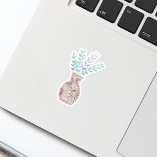 Pegatina Cute Boho Floral Vase Blue Sticker
