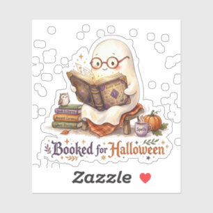 Pegatina Cute Bookworm Ghost reservado para Halloween Stick