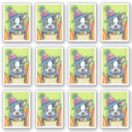 PEGATINA CUTE BOSTON TERRIER PUP EN HALLOWEEN COSTUME DE CO