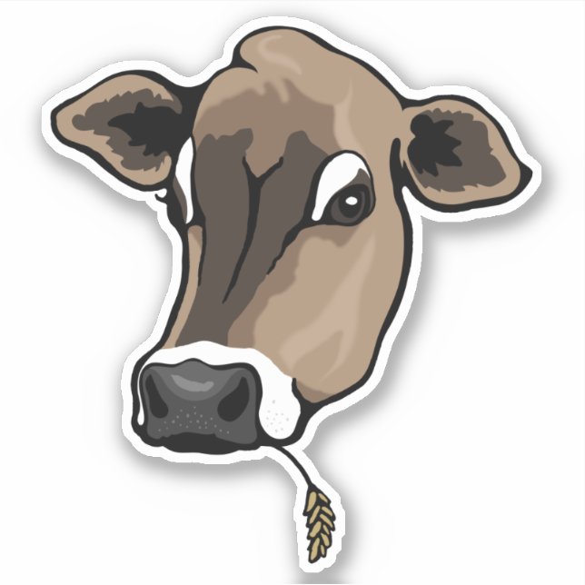 Pegatina Cute Brown Jersey Cow (Anverso)