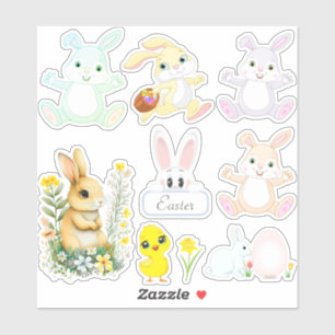 Pegatina Cute Bunnies de Pascua