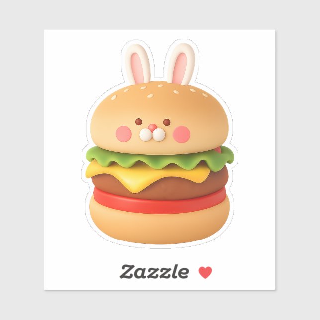 Pegatina Cute Bunny Burger Character Custom Sticker (Hoja)