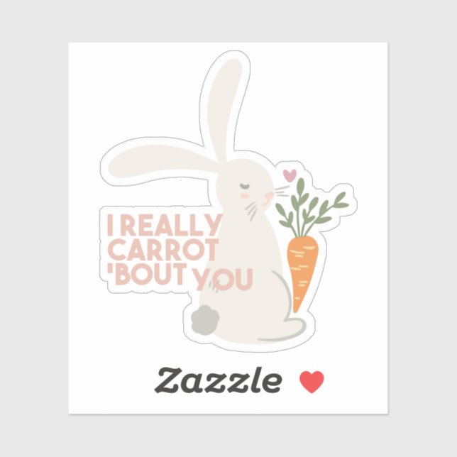 Pegatina Cute Bunny Carrot Pun - De Verdad Te Arrepito (Hoja)