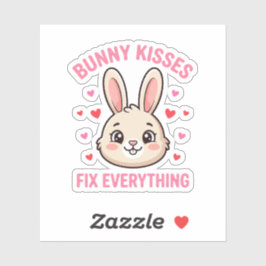 Pegatina Cute Bunny Kisses Fix Everything Rabbit Lover