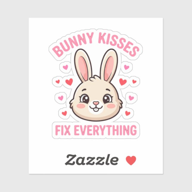 Pegatina Cute Bunny Kisses Fix Everything Rabbit Lover (Hoja)