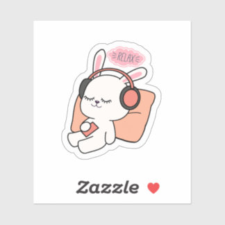 Pegatina Cute Bunny “Relax” Sticker | Calm & Cozy Aesthetic