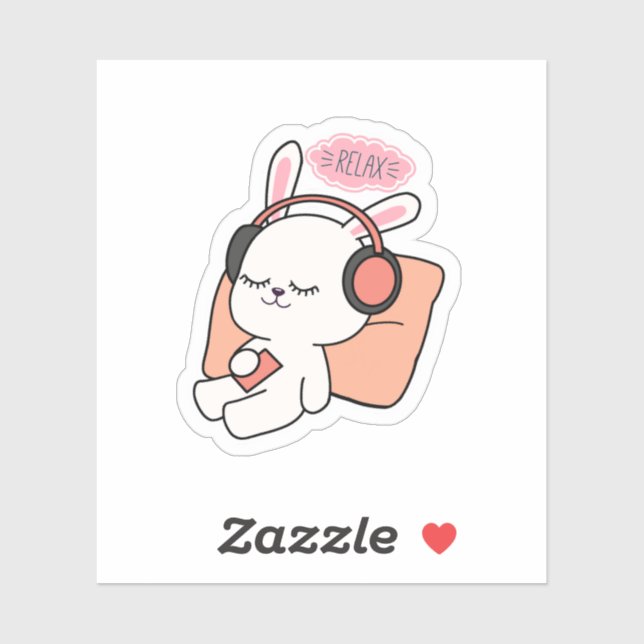 Pegatina Cute Bunny “Relax” Sticker | Calm & Cozy Aesthetic (Hoja)