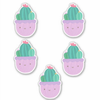 Pegatina Cute Cactus En Color Pastel