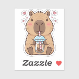 Pegatina Cute Capybara Sipping Boba Tea