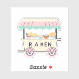 Pegatina Cute carrito de ramen pastel