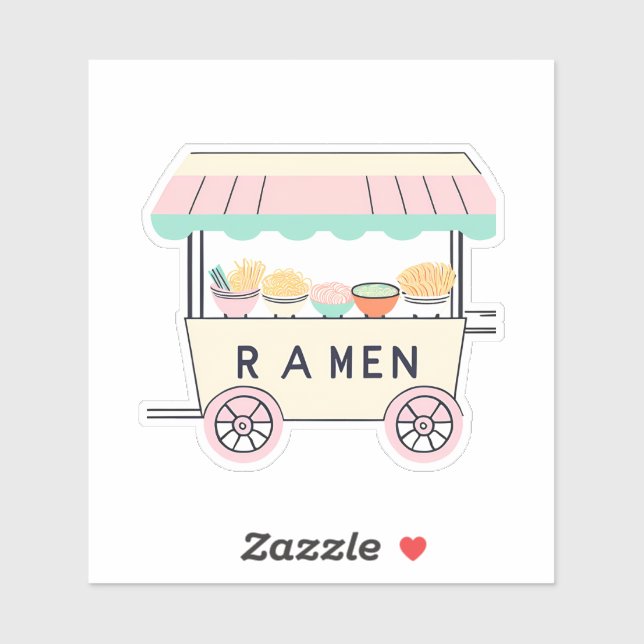 Pegatina Cute carrito de ramen pastel (Hoja)