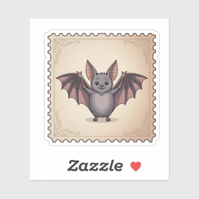 Pegatina Cute Cartoon Bat Halloween Postage Stamp (Hoja)