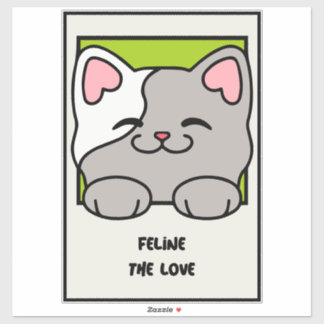 Pegatina Cute Cartoon Cat Valentine Friends | Adorable Art