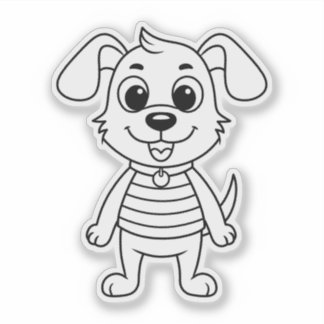 Pegatina Cute Cartoon Dog with Floppy Ears Custom Die Cut