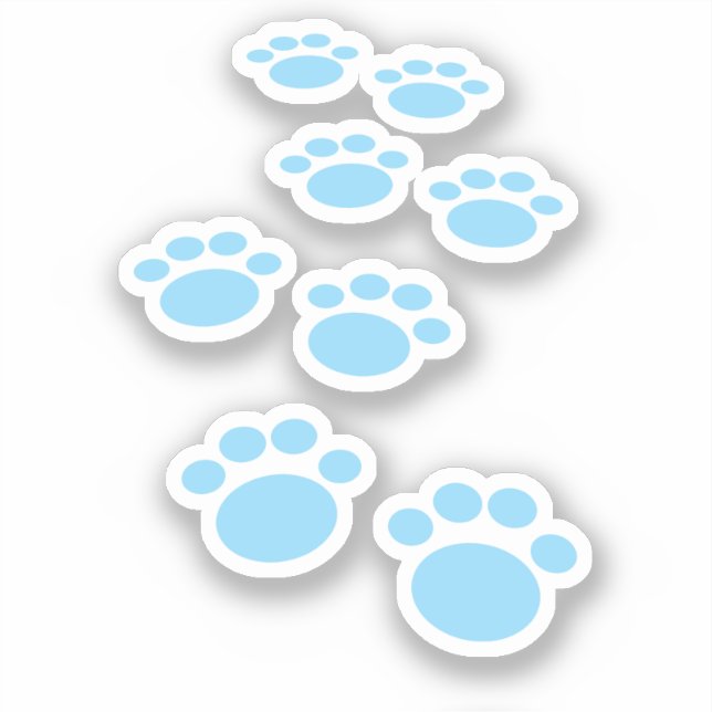 Pegatina Cute Cartoon Pet Paw Trail Baby Blue (Anverso)