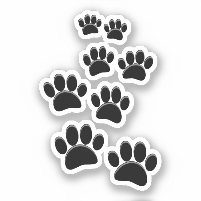 Pegatina Cute Cartoon Pet Paw Trail Black (Anverso)