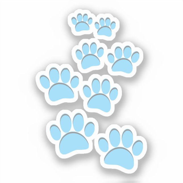 Pegatina Cute Cartoon Pet Paw Trail Blue (Anverso)
