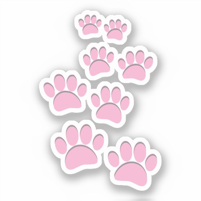 Pegatina Cute Cartoon Pet Paw Trail Pink (Anverso)
