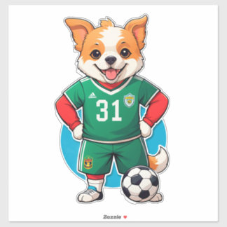 Pegatina Cute Cartoon Puppy Soccer Player