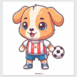 Pegatina Cute Cartoon Puppy Soccer Player