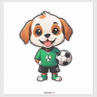 Pegatina Cute Cartoon Puppy Soccer Player