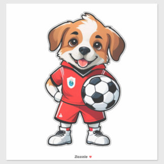 Pegatina Cute Cartoon Puppy Soccer Player