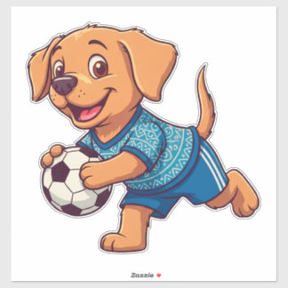 Pegatina Cute Cartoon Puppy Soccer Player