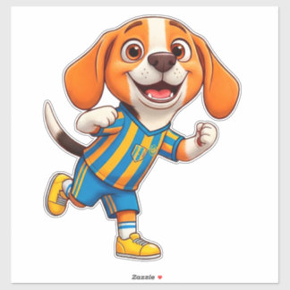 Pegatina Cute Cartoon Puppy Soccer Player