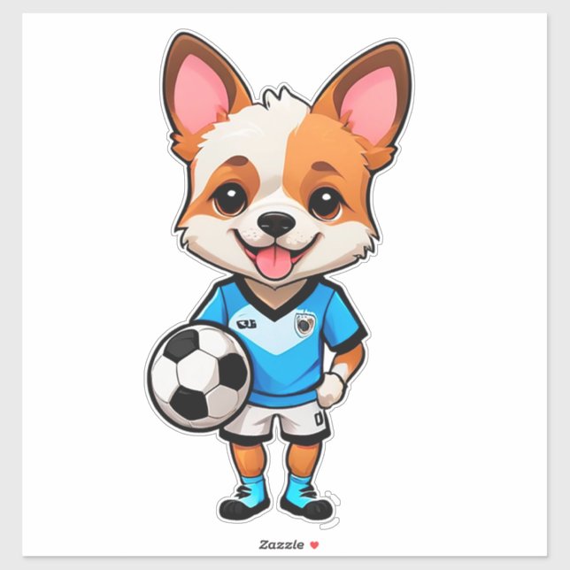 Pegatina Cute Cartoon Puppy Soccer Player (Hoja)