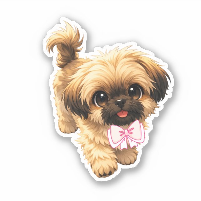 Pegatina Cute Cartoon Shih Tzu Nala Pink Bow Puppy Dog (Anverso)