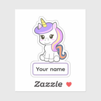 Pegatina Cute cartoon Unicorn Childrens Name Vinyl Sticker