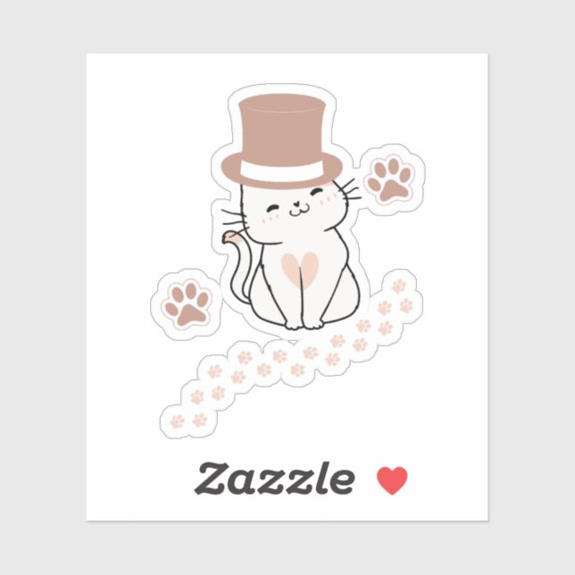 PEGATINA CUTE CAT CAT LOVERS HAT, FLOWER CAT  (Hoja)