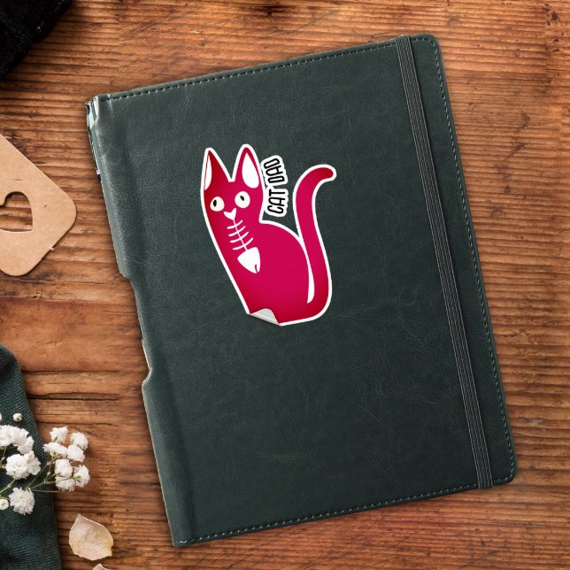 Pegatina Cute Cat Dad Divertido Humor De Pescado Rojo Y Bla (Subido por el creador)