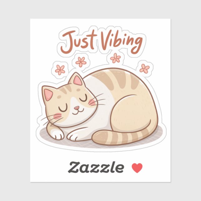 Pegatina Cute Cat Loaf Sticker | Just Vibing Cozy Cat Decal (Hoja)