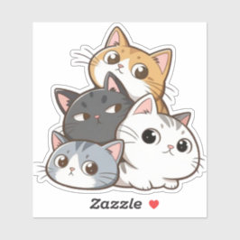 Pegatina Cute Cat Stack – Adorable Kawaii Cat Sticker
