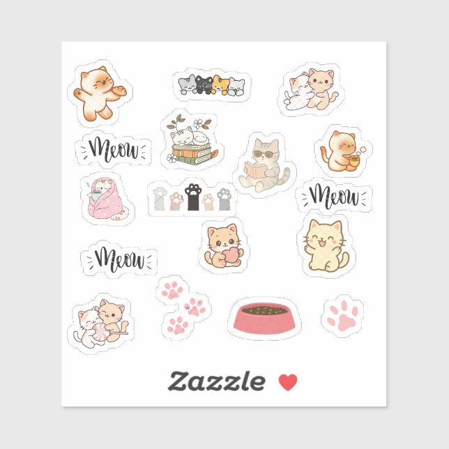 Pegatina Cute Cat Sticker Sheet (Hoja)