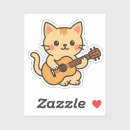 Pegatina Cute Cat With Acoustic