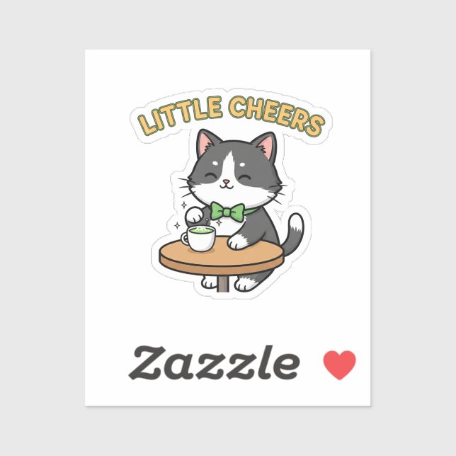 Pegatina Cute Cat With Tiny Green Beer Mug Cheers Sticker (Hoja)