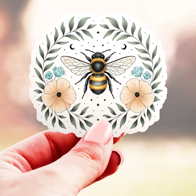 Pegatina Cute Celestial Bee Floral Vinilo (Subido por el creador)