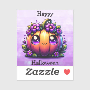 Pegatina Cute Chibi Feliz Calabaza de Halloween