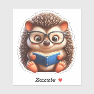 Pegatina Cute Chibi Leyendo Hedgehog