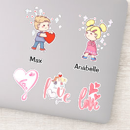 Pegatina Cute Chibi pareja personalizable nombre citas de a